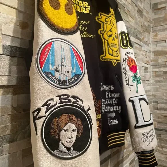 Civil Regime x Star Wars Varsity Letterman JacketRebel 1977 Patches Rare, NWT